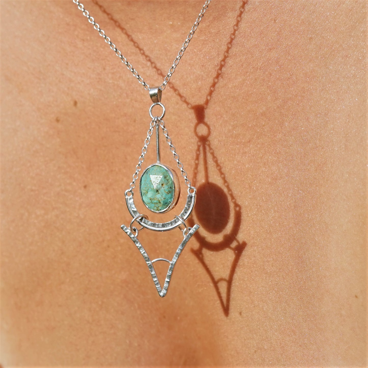 Hubei Turquoise and 925 Sterling Silver Pendant