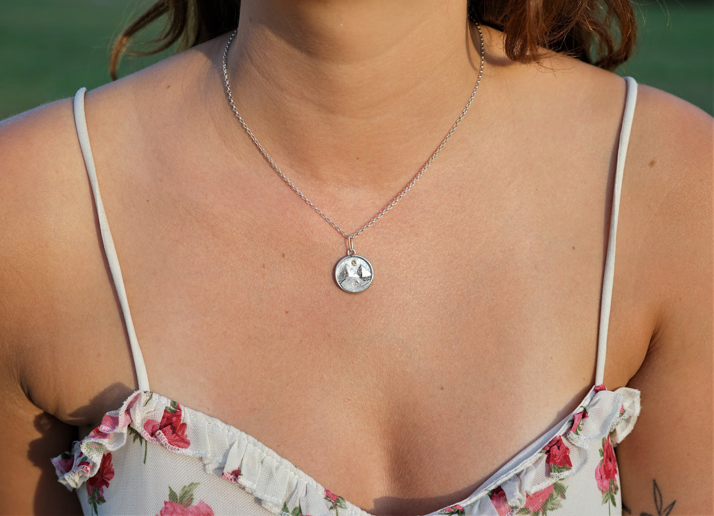 Yellow Sapphire, Ocean, Mountain Pendant