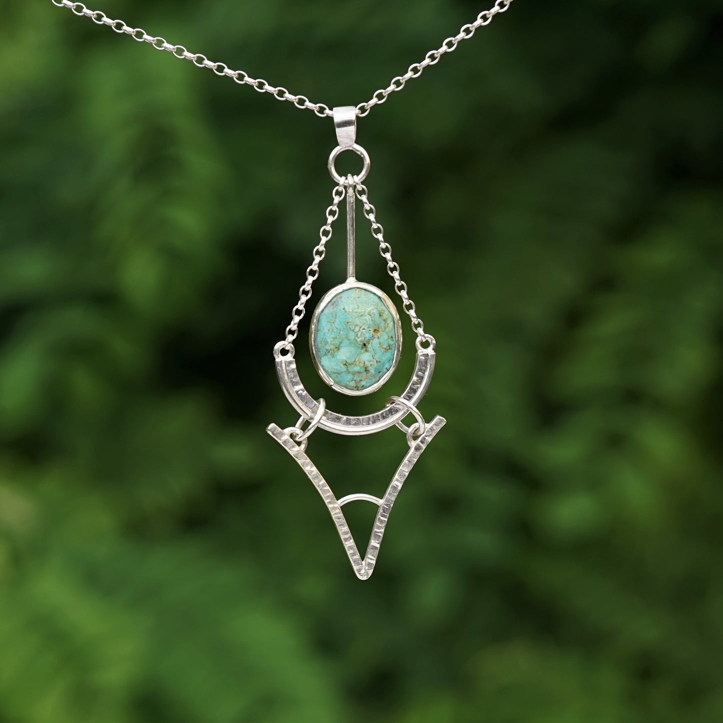 Hubei Turquoise and 925 Sterling Silver Pendant
