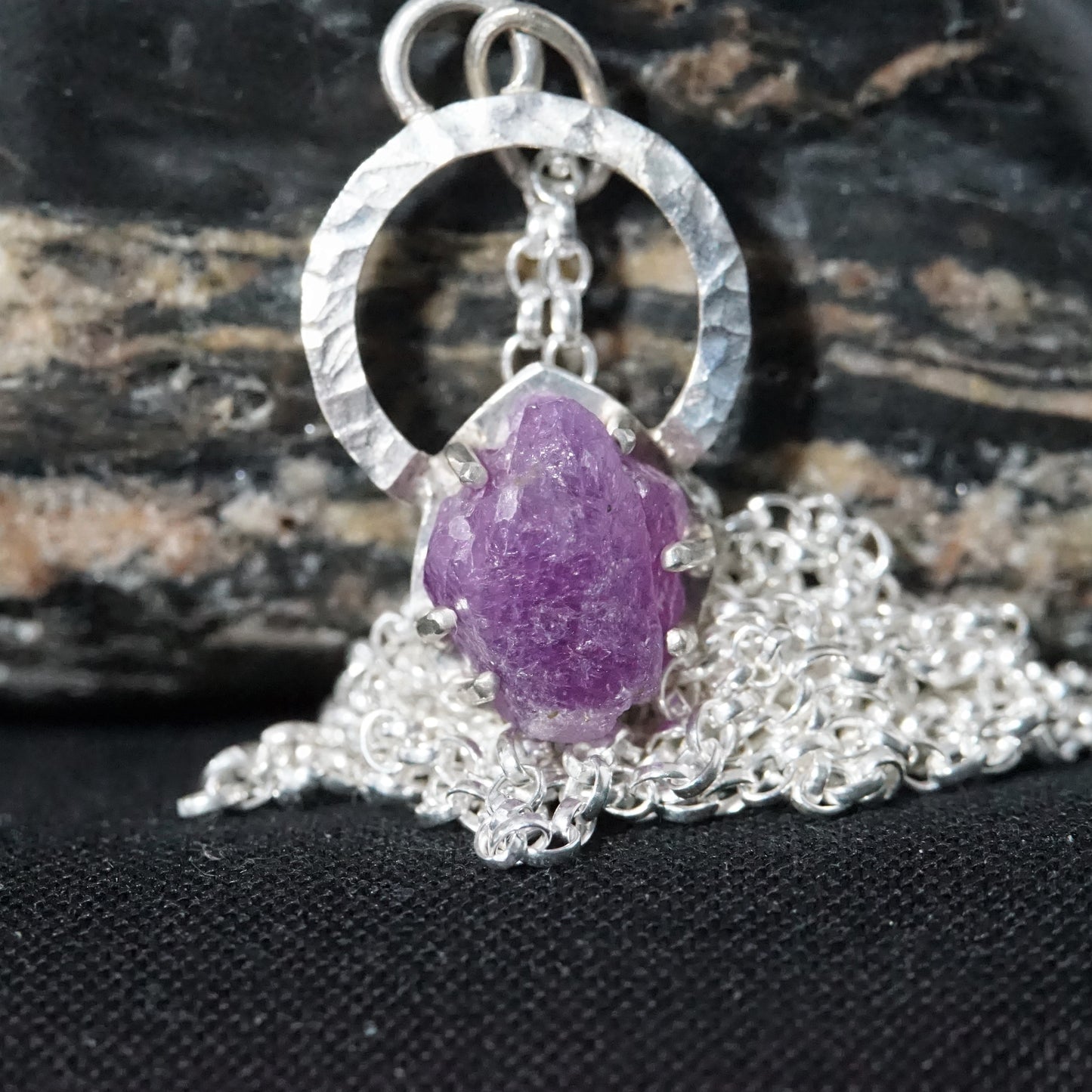 Raw Ruby Claw 925 Sterling Silver Pendant