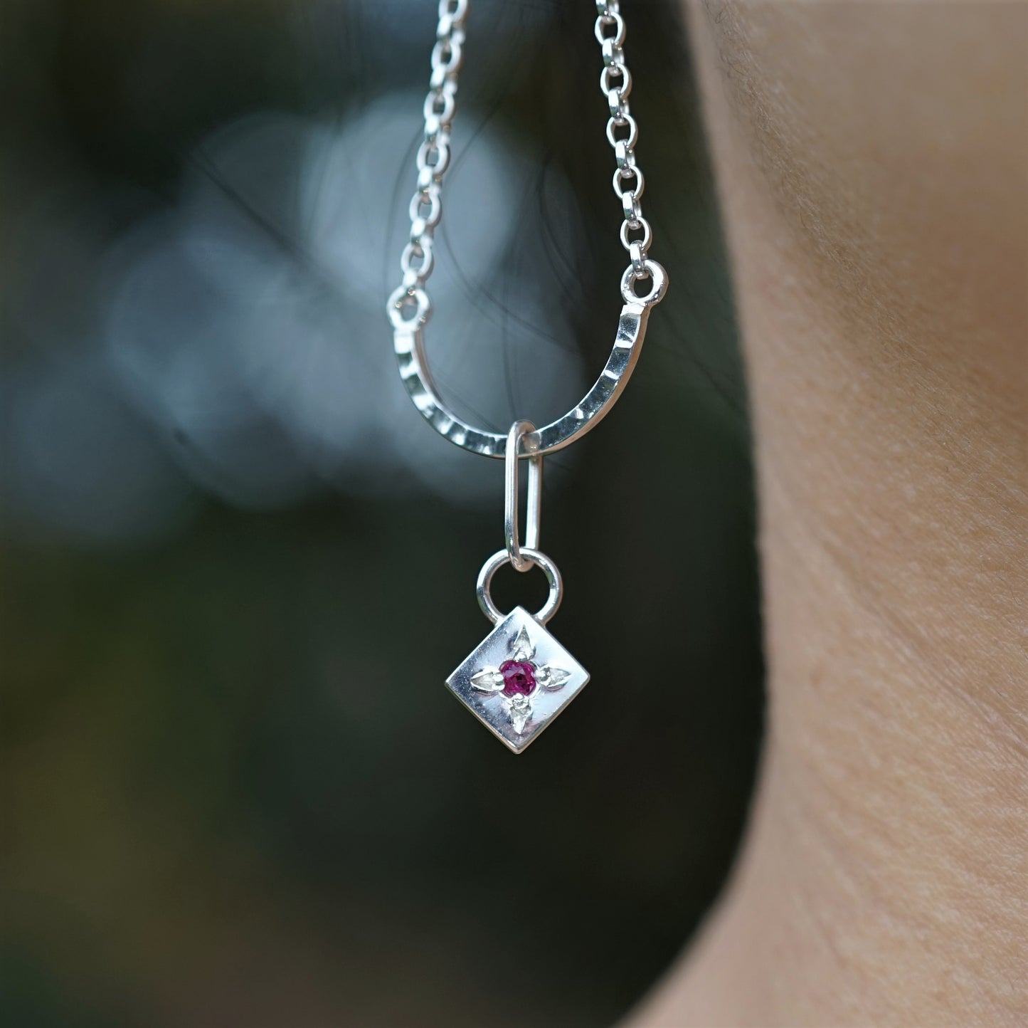 Ruby and 925 Sterling Silver Earrings