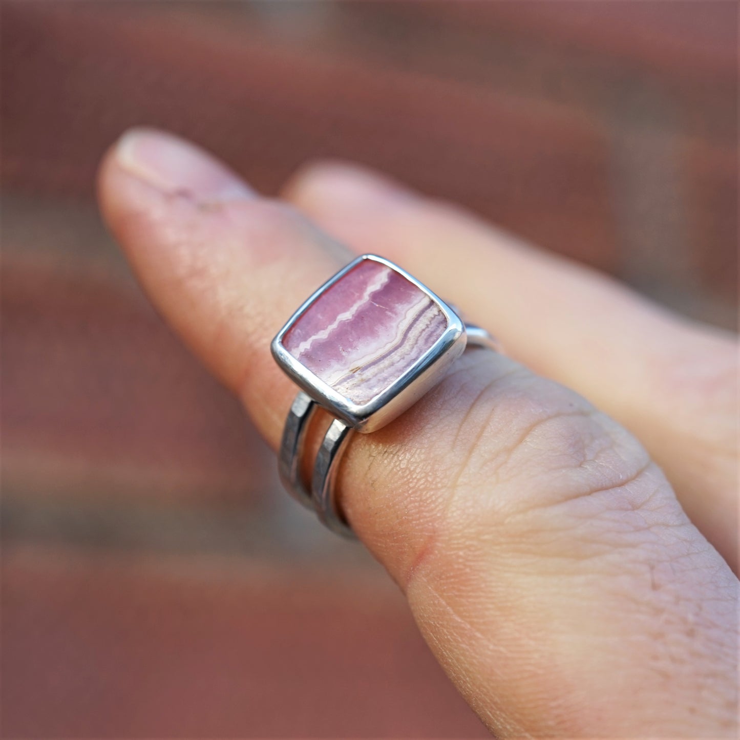 Rhodochrosite Silver Ring