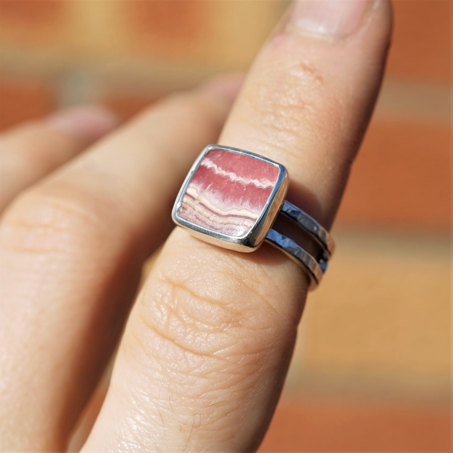 Rhodochrosite Silver Ring