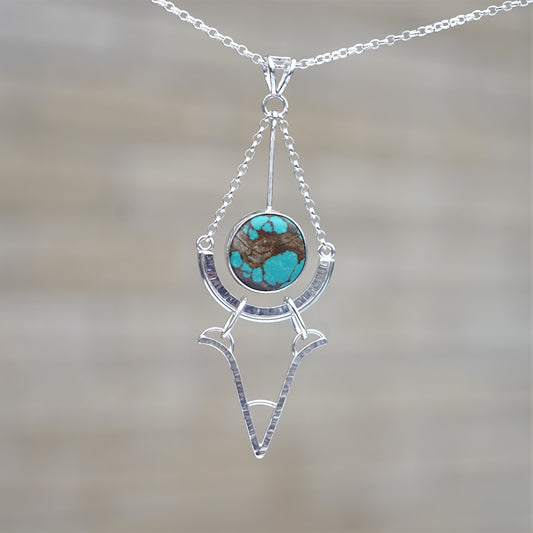 Tibetan Turquoise and 925 Sterling Silver Pendant (B)