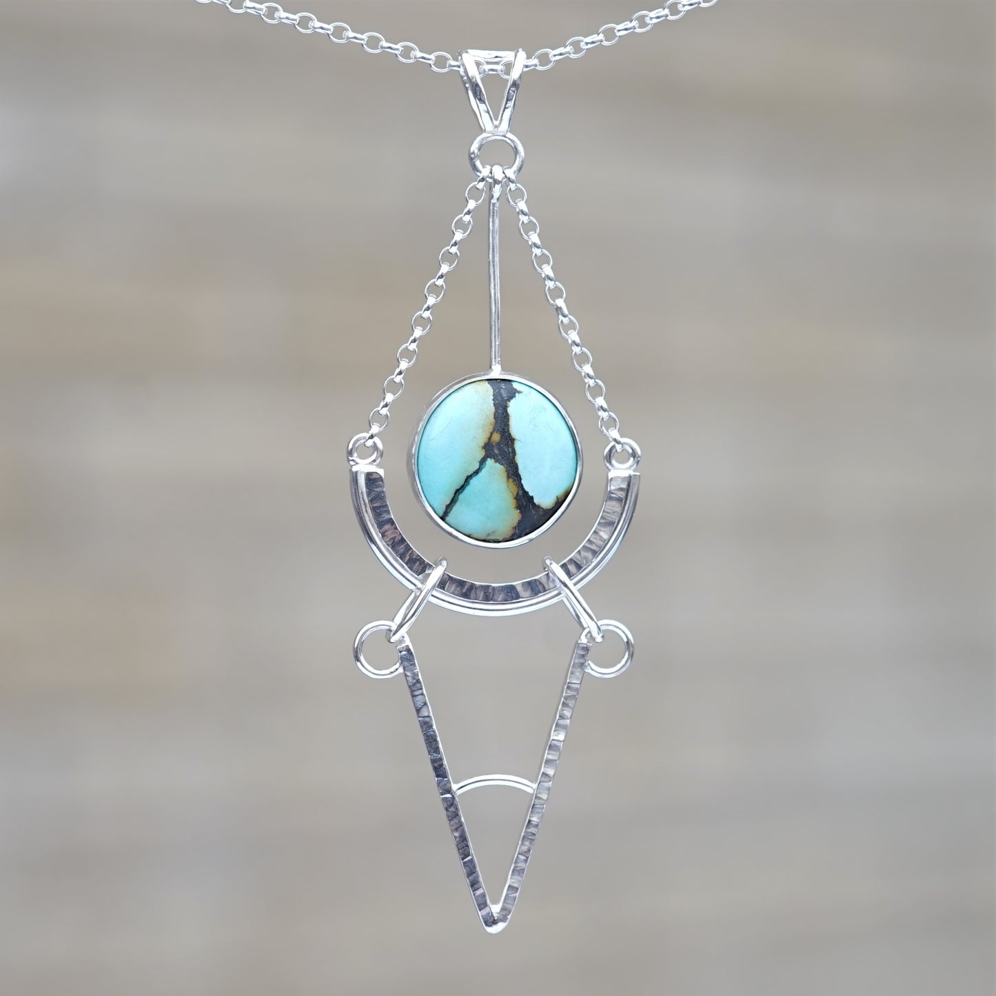 Tibetan Turquoise and 925 Sterling Silver Pendant (A)