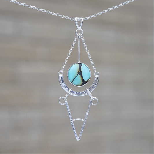 Tibetan Turquoise and 925 Sterling Silver Pendant (A)