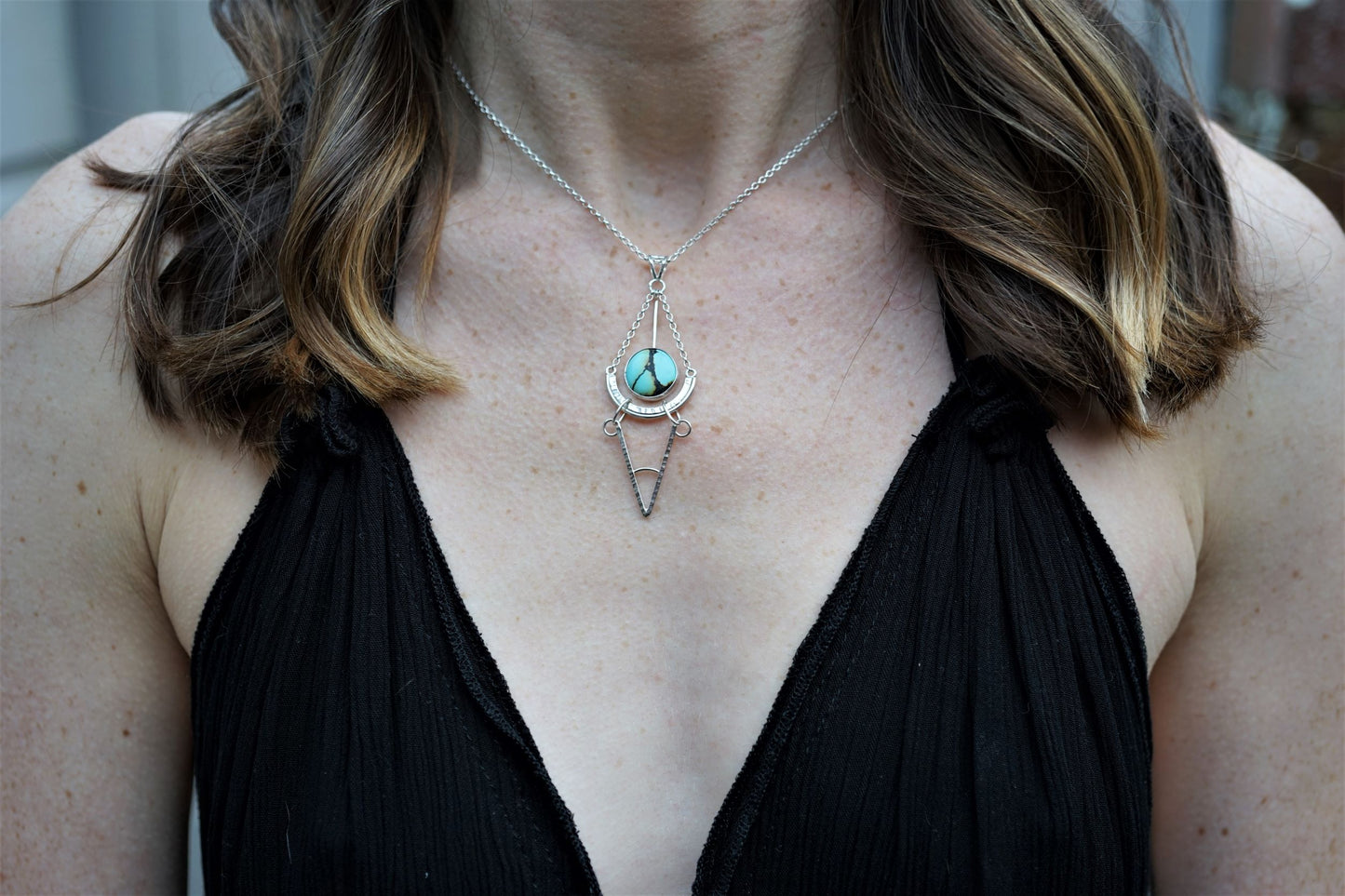 Tibetan Turquoise and 925 Sterling Silver Pendant (A)