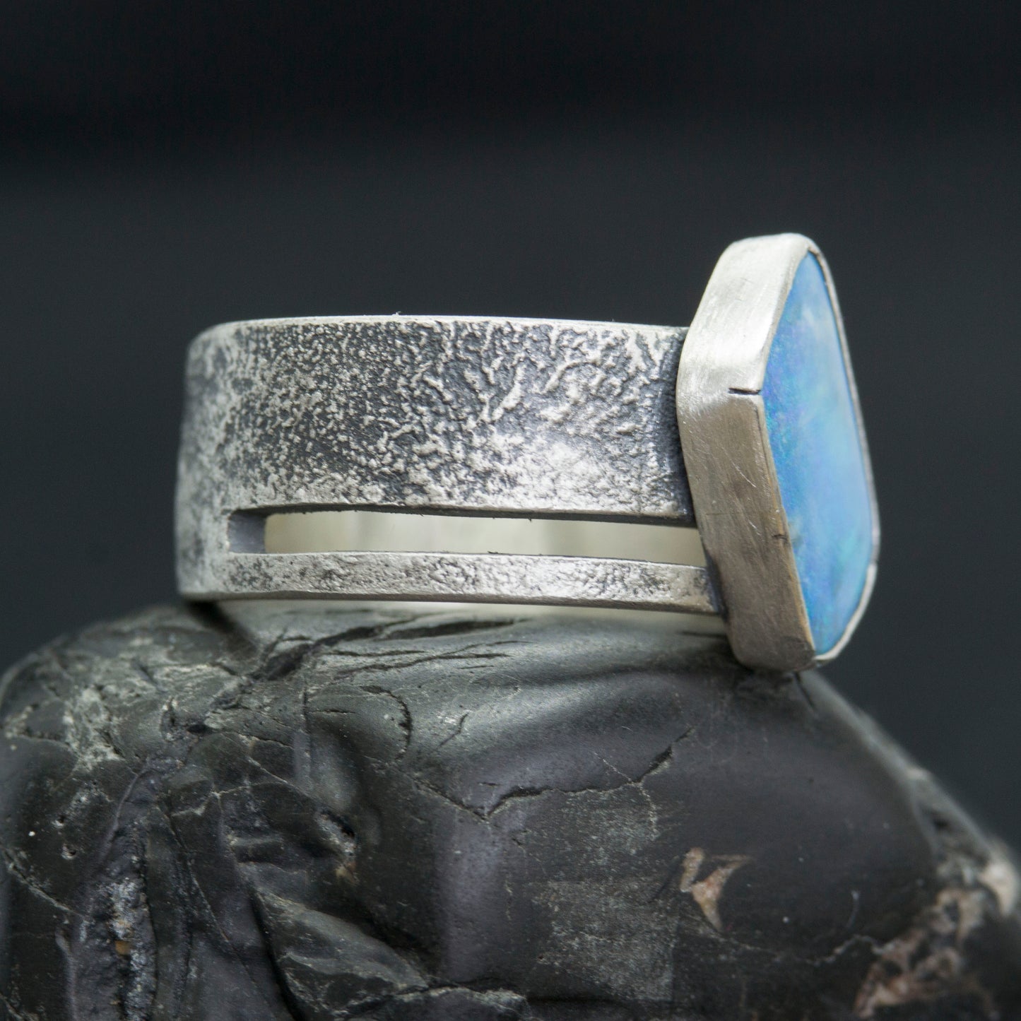 Rustic, Australian Boulder Opal, Big Ring