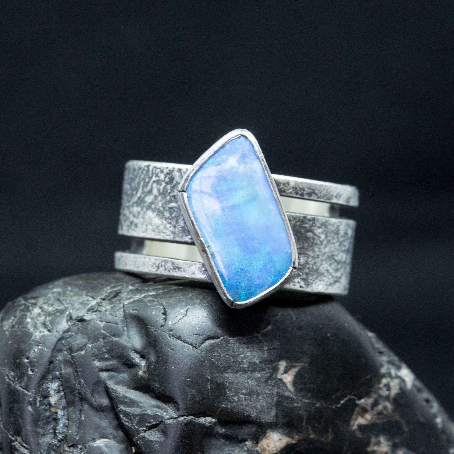 Rustic, Australian Boulder Opal, Big Ring