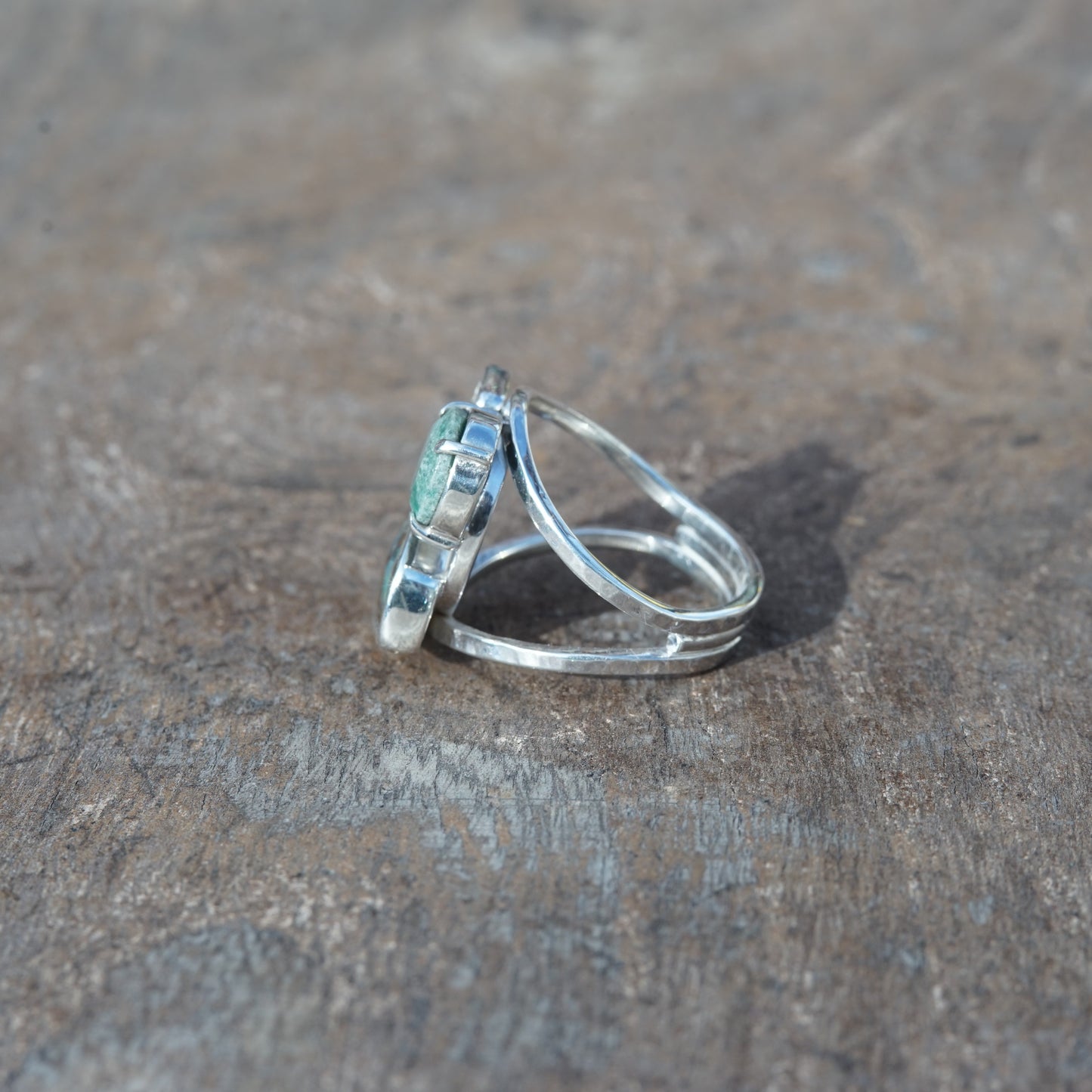 Australian Boulder Opal and Emerald, Sterling Silver Ring