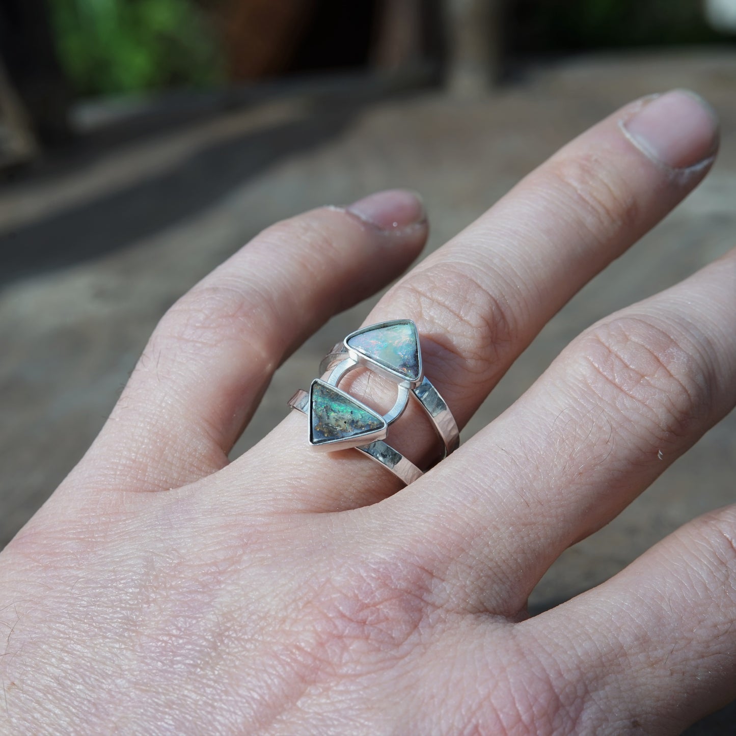 Australian Boulder Opal, Double Ring