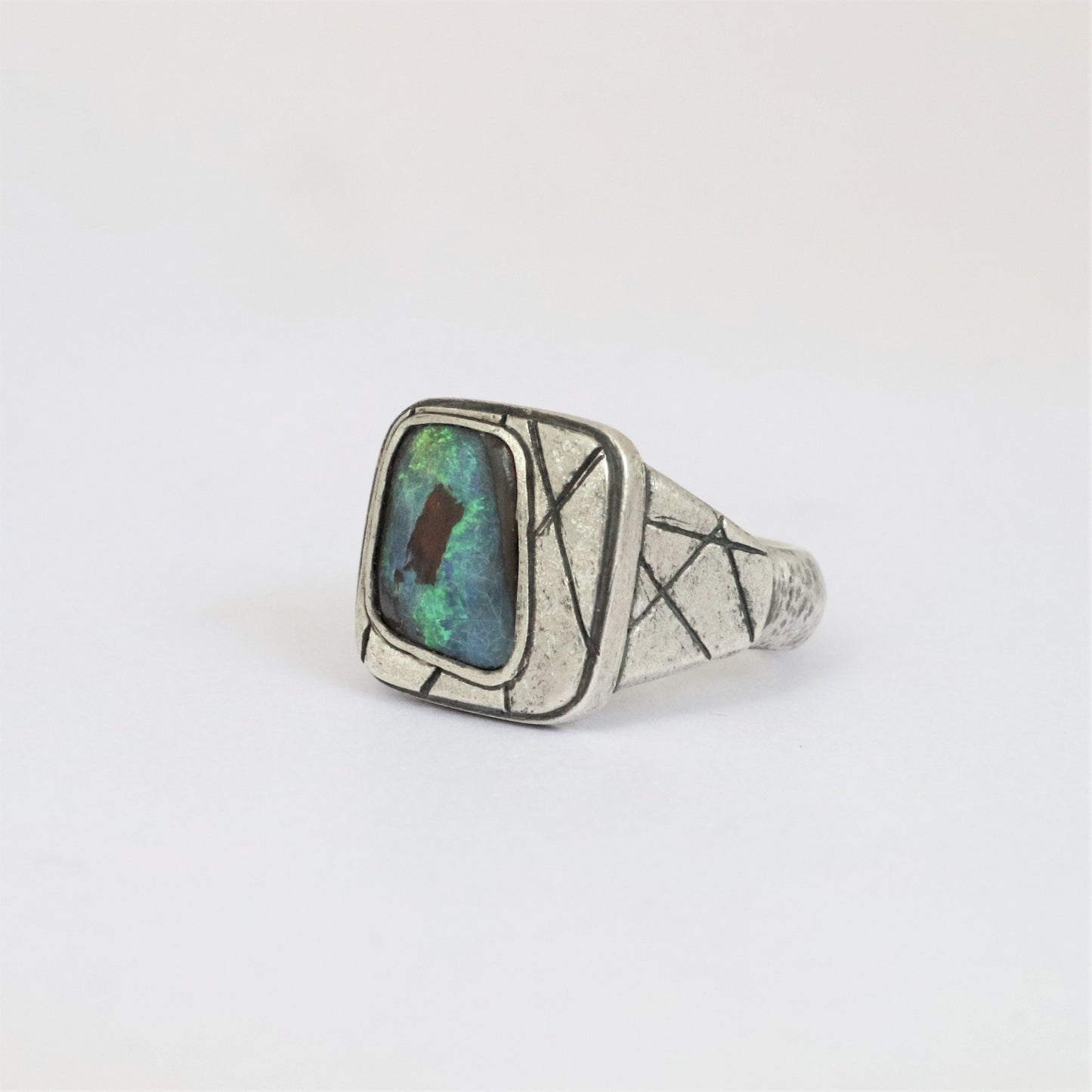 Australian Boulder Opal and Sterling Silver Ring