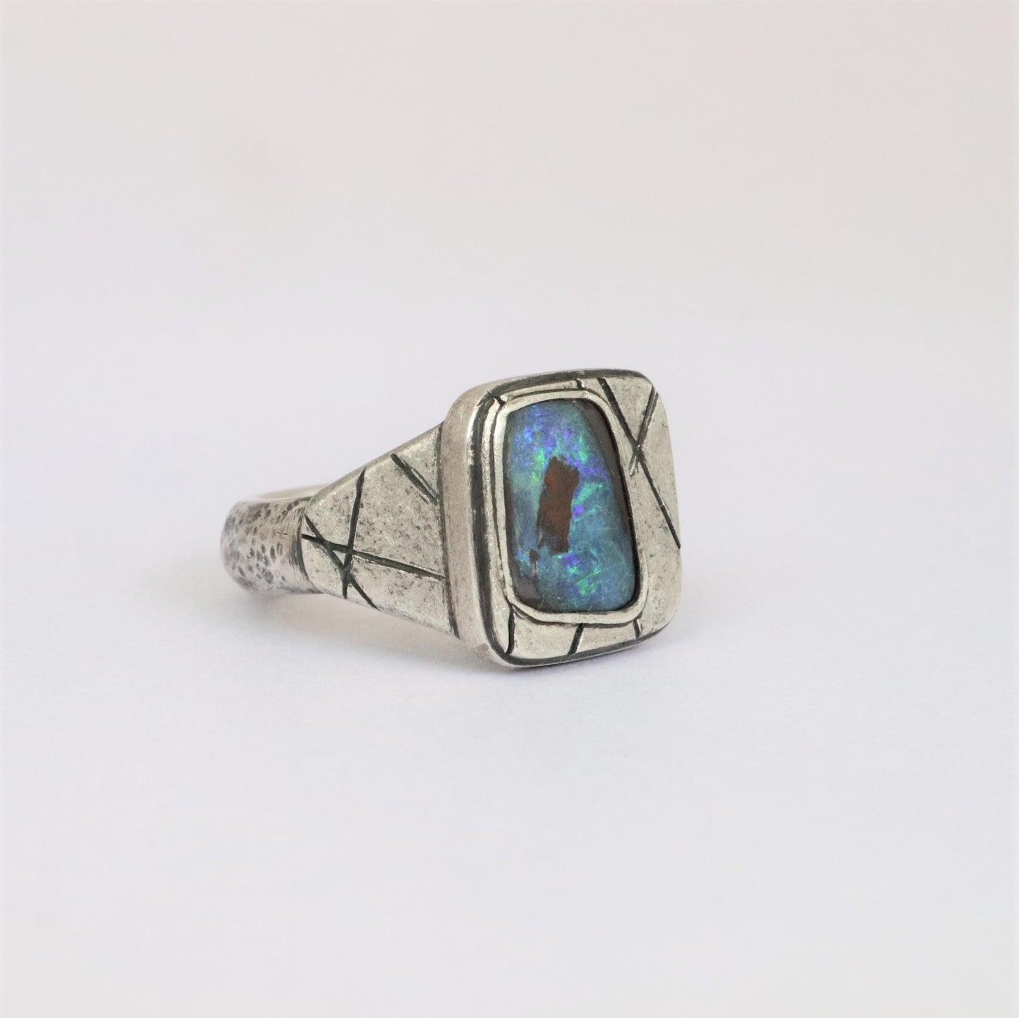 Australian Boulder Opal and Sterling Silver Ring