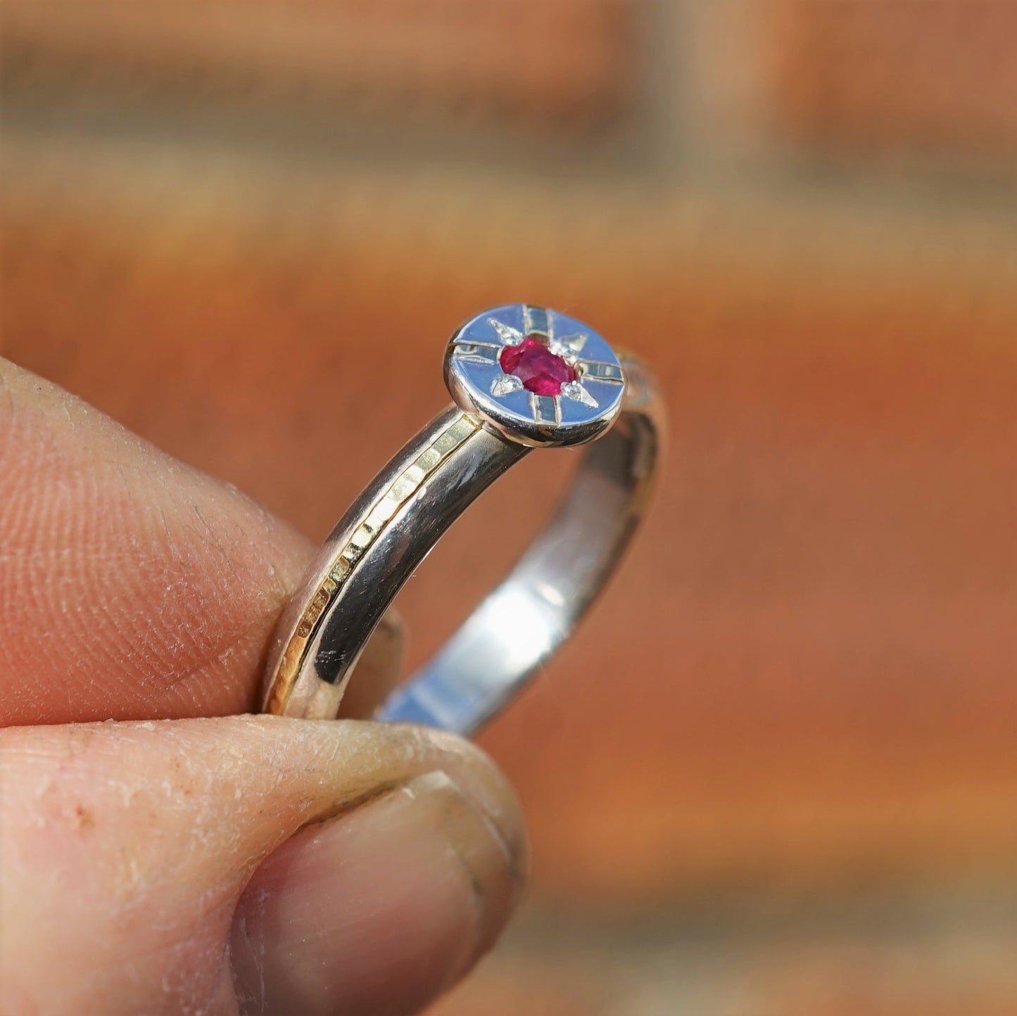 18ct Gold & Silver, Pink Ruby Ring