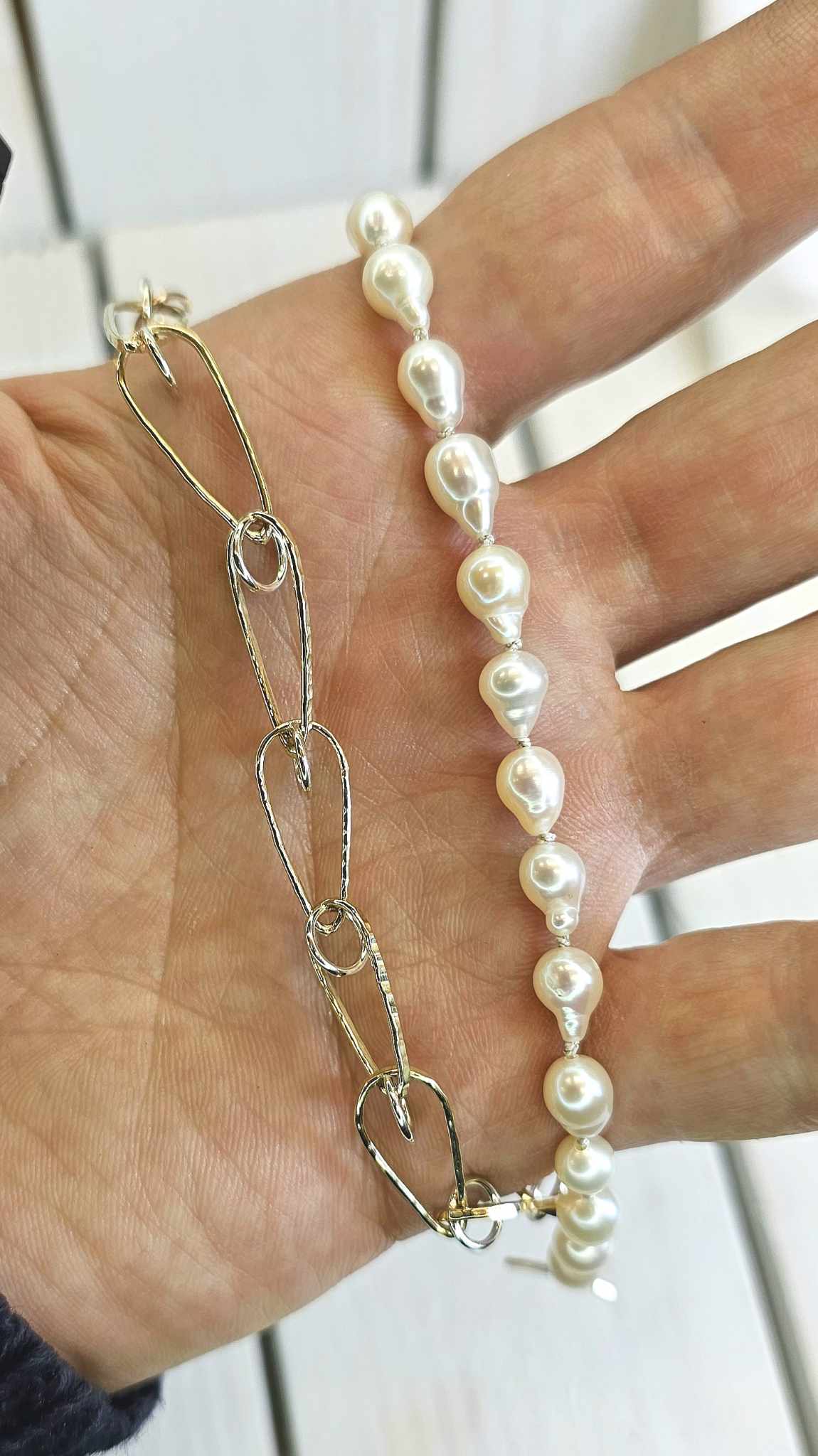 9ct Gold, Pearl Chain Necklace