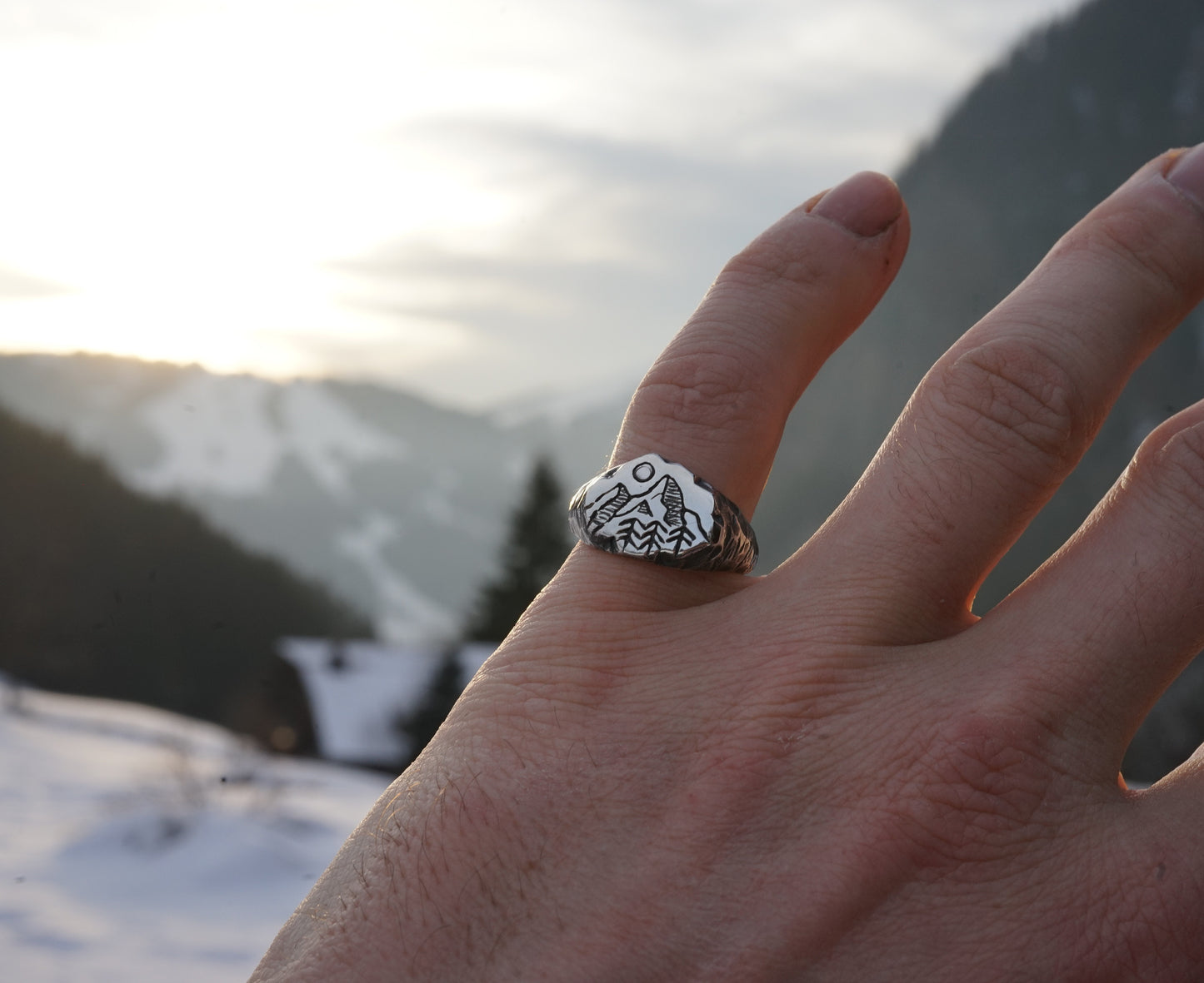 Mountain Landscape Signet Ring
