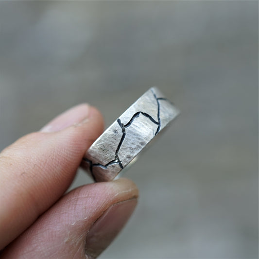 Cracked Rock Silver Ring