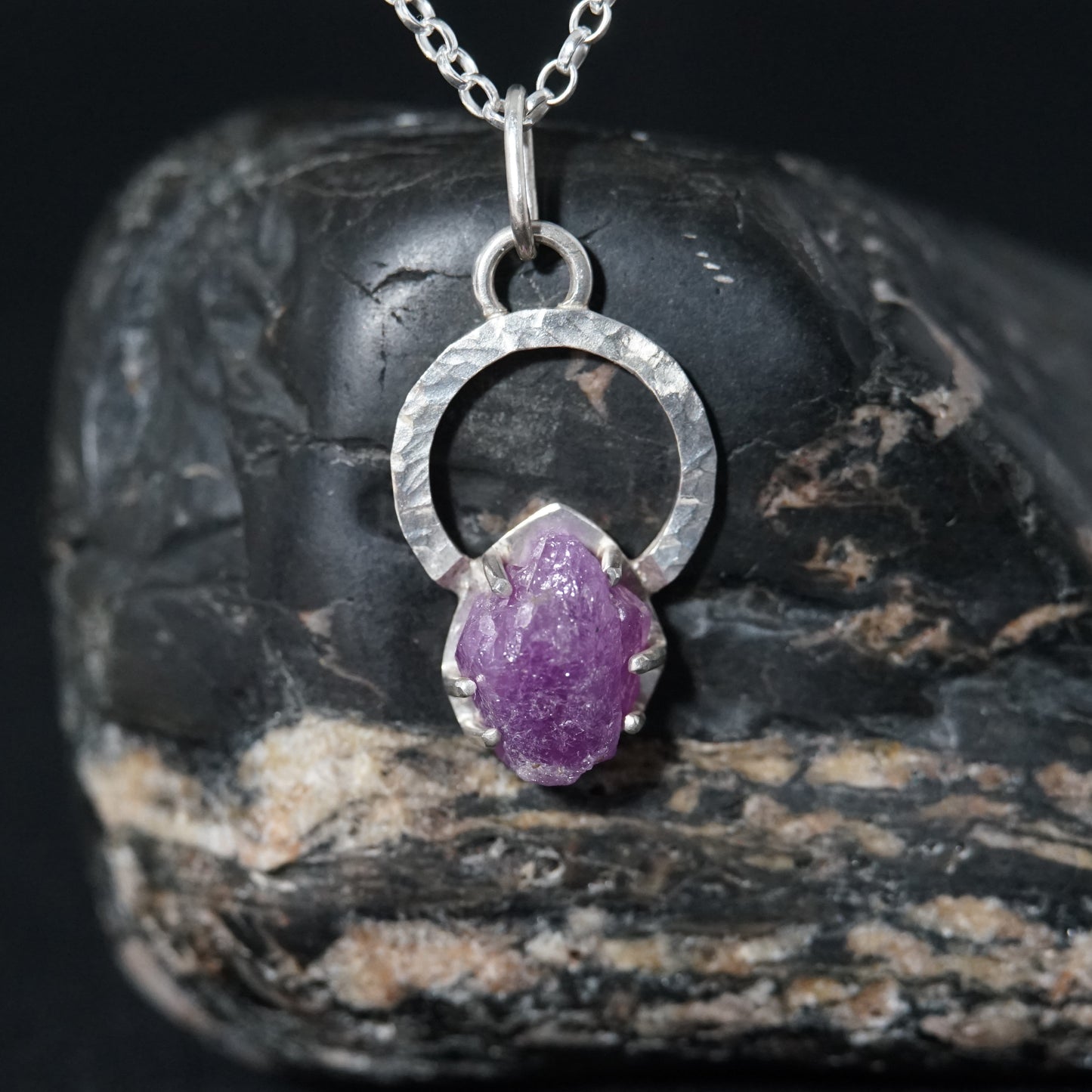 Raw Ruby Claw 925 Sterling Silver Pendant