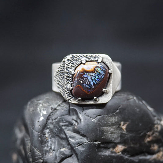 Australian Boulder Opal Sovereign Ring