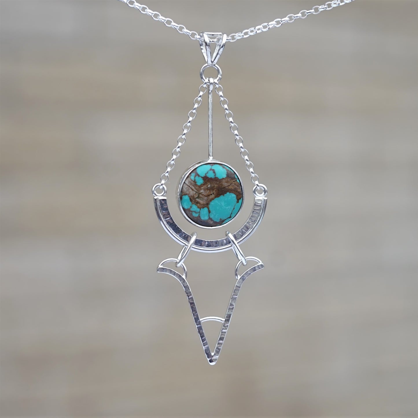 Tibetan Turquoise and 925 Sterling Silver Pendant (B)