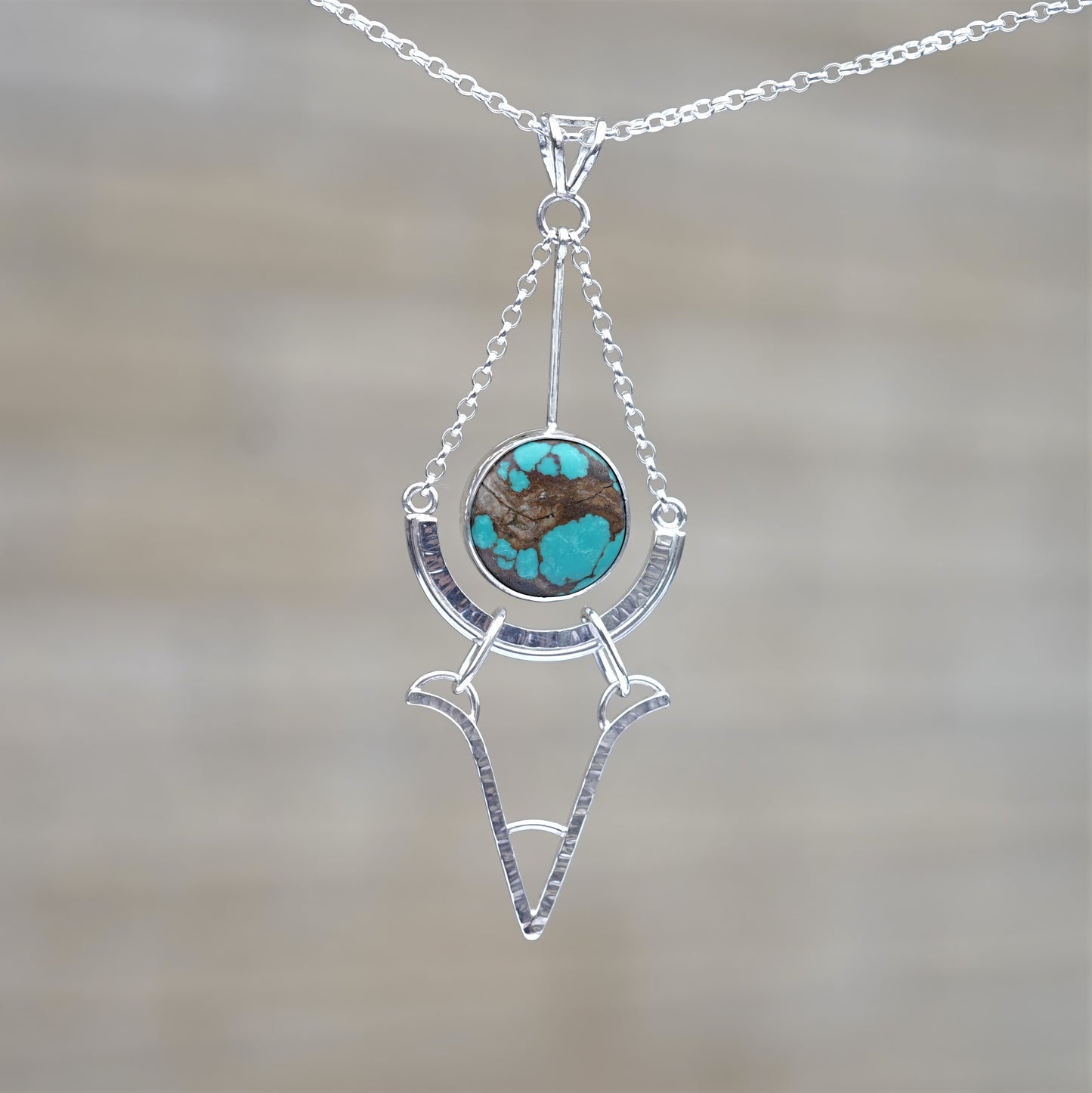 Tibetan Turquoise and 925 Sterling Silver Pendant (B)
