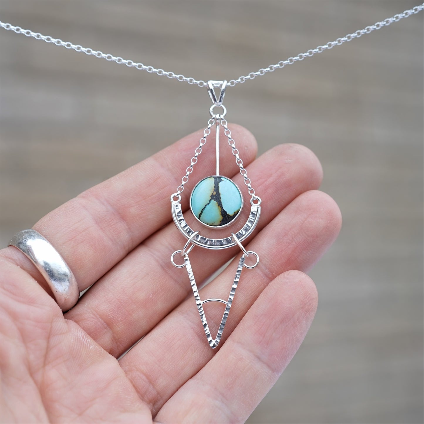 Tibetan Turquoise and 925 Sterling Silver Pendant (A)