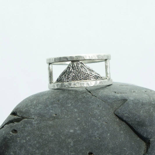 Japanese Volcano Hammered Cage Ring
