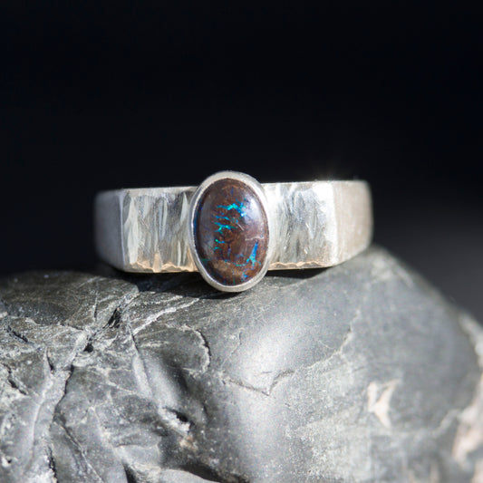 Australian Boulder Opal, Small Signet Ring