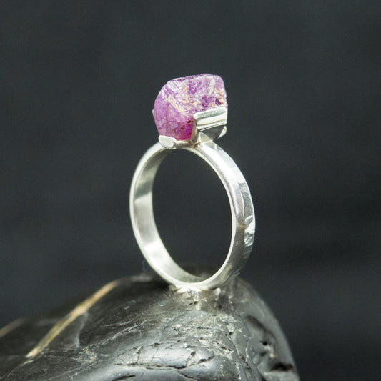 Raw Ruby, 925 Sterling Silver Ring