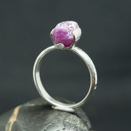 Raw Ruby, 925 Sterling Silver Ring