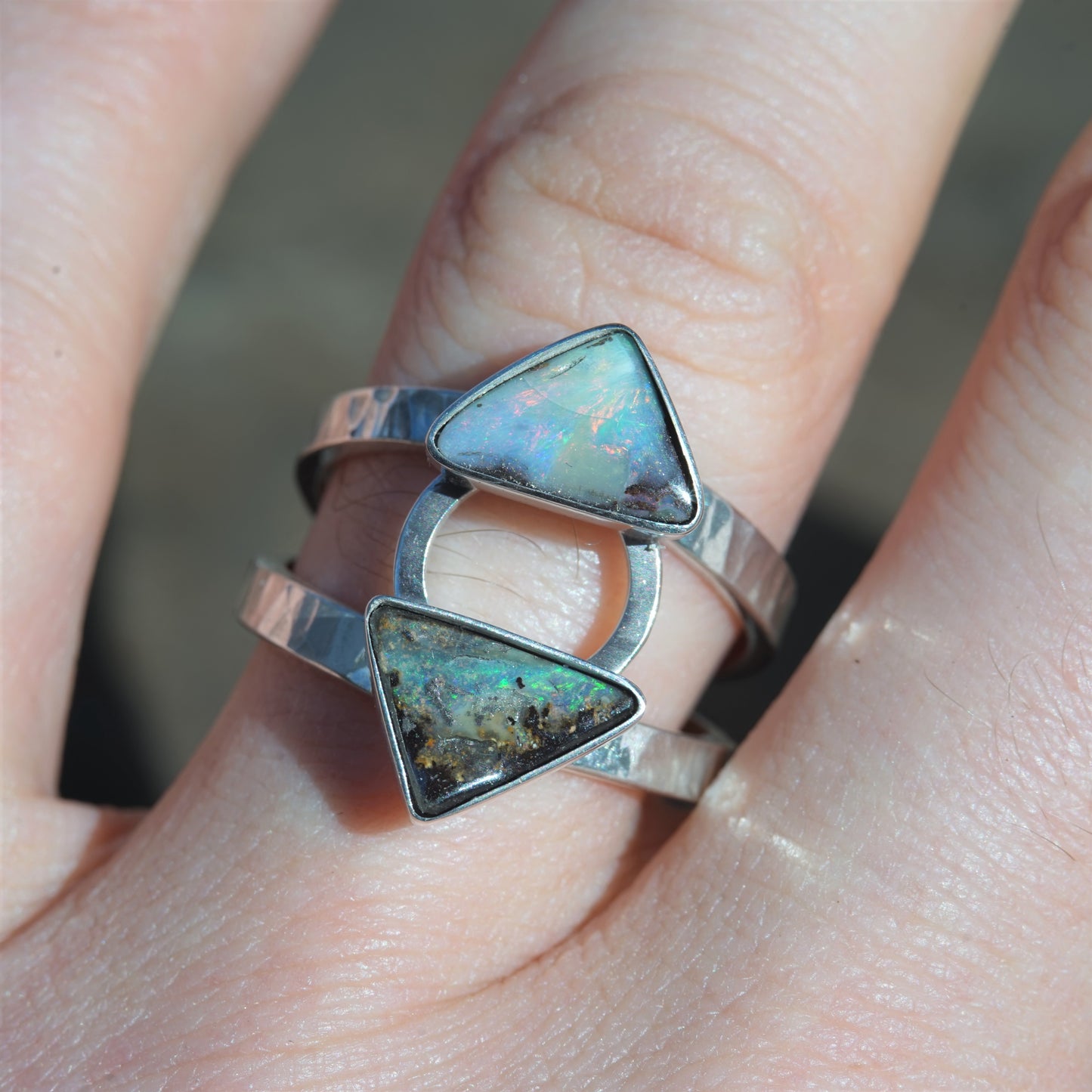 Australian Boulder Opal, Double Ring