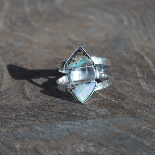 Australian Boulder Opal, Double Ring