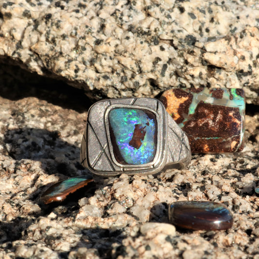 Australian Boulder Opal and Sterling Silver Ring