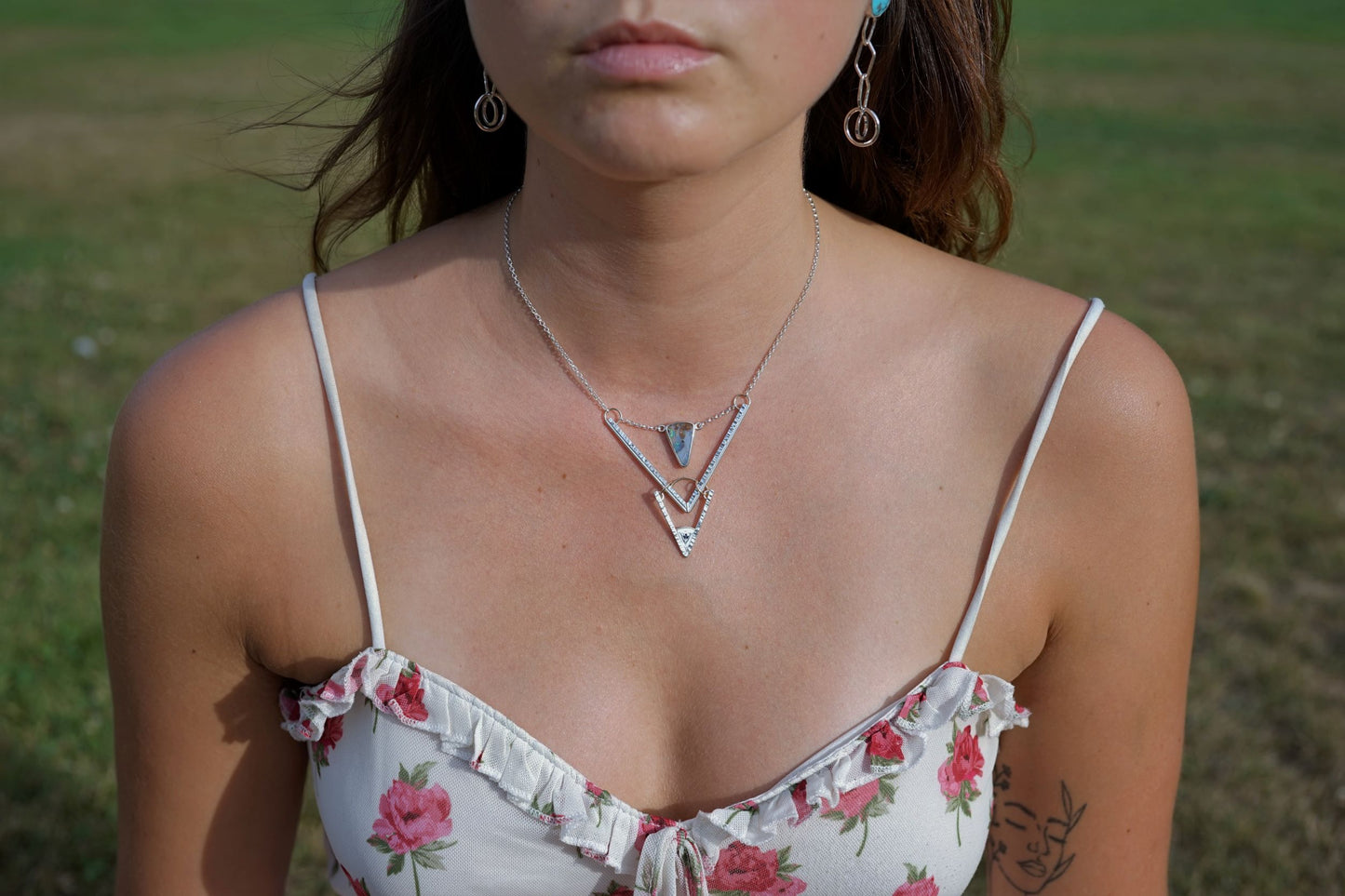 Australian Boulder Opal and Sapphire Pendant